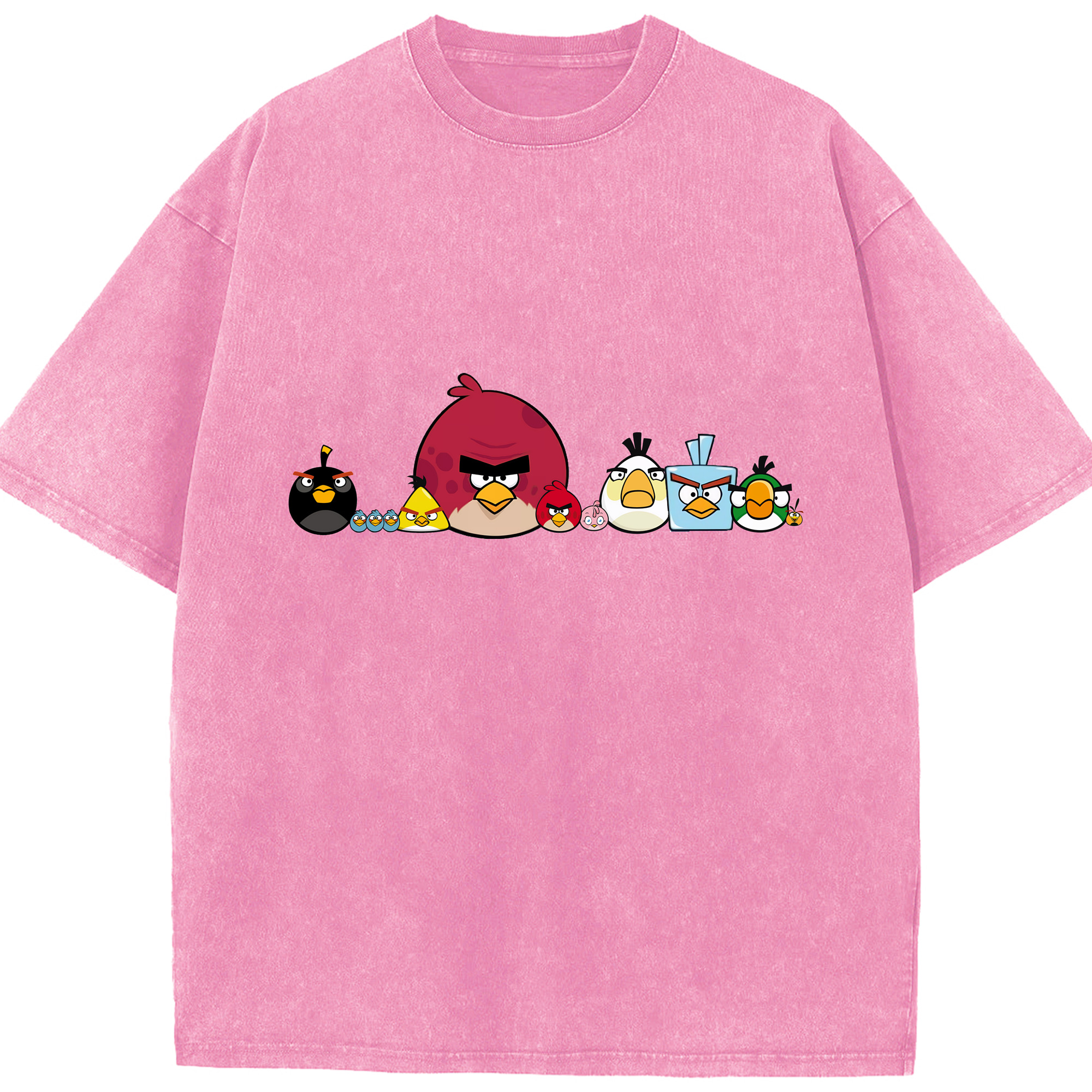 （画像用） Angry Birds アングリーバード 綿100% ヴィンテージ風 半袖Tシャツ（フロントプリント）